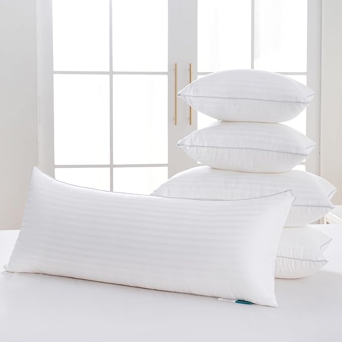 Oubonun 14 x 36 Throw Pillow Inserts Set of 1 | Firm and Fluffy Decorative Pillows for Couch Bed Sofa with Soft Cotton Cover White Cushion with Down Alternative