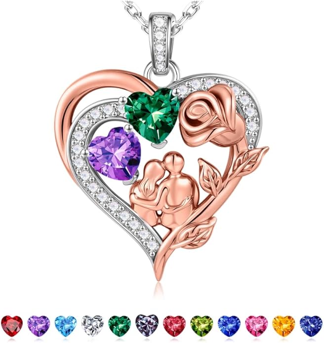 Iefil Valentines Day Gifts for Her - 925 Sterling Silver Birthstone Necklace for Women, Anniversary Birthday Gifts for Wife Girlfriend Mom