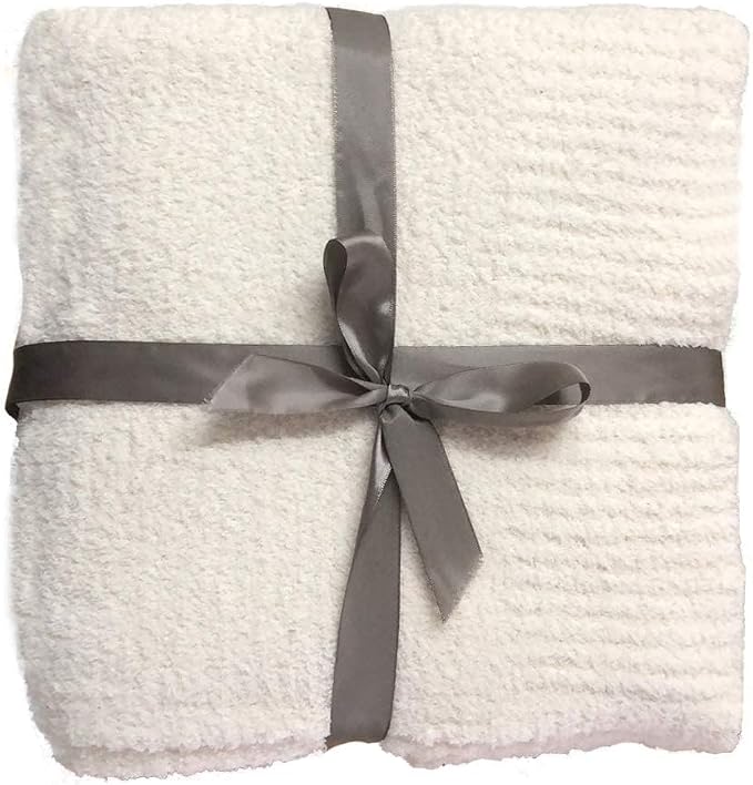 Cream Throw Blanket for Bed, Super Soft Knit Blankets, Cozy Fleece Fuzzy Fluffy Plush Chenille Throws Blanket for Couch, Sofa, Cream, 60 x 80 inches