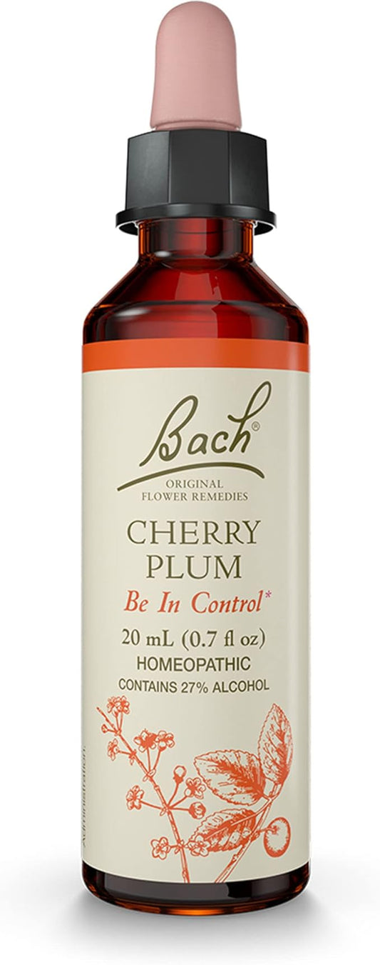 Bach Original Flower Remedies, Cherry Plum - Be in Control - Natural Homeopathic Flower Essence for Emotional Balance - Vegan, Gluten Free, Sugar Free - 20mL Dropper