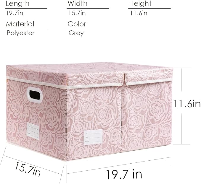 Extra Large Collapsible Storage Boxes with Lids Fabric Decorative Storage Bins Cubes Organizer Baskets with Cover Handles Divider for Bedroom Closet Living Room 19.6x15.7x11.8 Inch 3 Pack