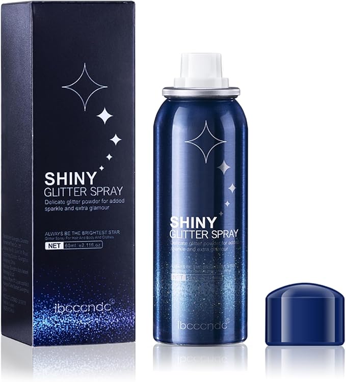 Body Glitter, Body Glitter Spray, Glitter Spray for Hair and Clothes, Quicking Drying and Long Lasting Shiny Glitter Hairspray for Stage, Music Festival Rave and Makeup Prom 2.11 Fl Oz