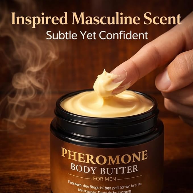 Pheromone Body Butter for Men, Cologned Skin Body Cream with Shea Butter, Cocoa Butter & Coconut Oil, Non-Greasy, Long-Lasting Scent, Alcohol-Free, Vegan, 5 oz (1 pack)