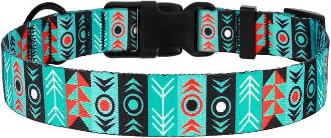Nylon Dog Collar Buckle Tribal Pattern Pattern 1 12-16 inch