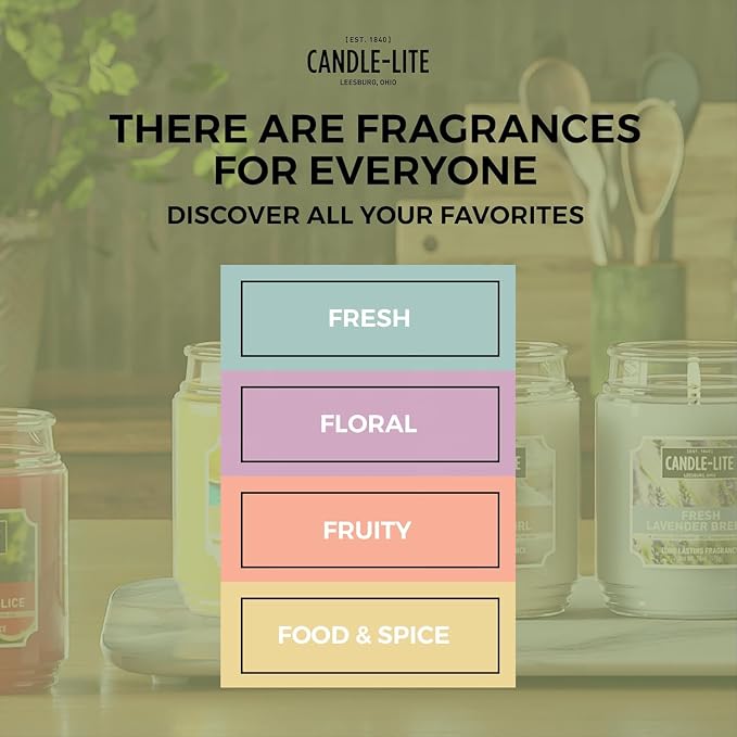 Candle-lite Holiday Scented Candles, Apple Blossom with Lavender, 14 oz 3-Wick Jar Candle, Proudly Poured in the USA, Christmas Home Decor Candle, 45 Hours of Burn Time, Holiday Gift for Men and Women
