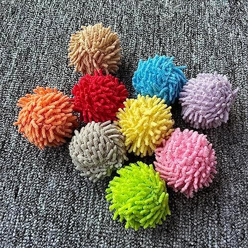 9Pcs Fuzzy Cat Ball Toys - Safe Pom Pom Balls for Indoor Cats, Kitten Chasing Toys with Bell (Multicolor)