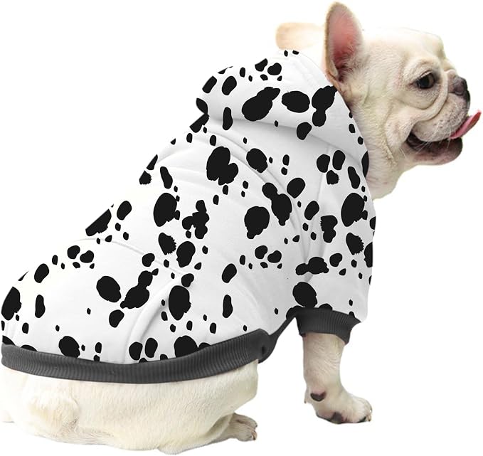 Halloween Dalmatian Dog Costume, Dalmatians Print Winter Clothes Sweaters for Halloween Cosplay Autumn Pets' Wear Dog Winter Hoodies with Pocket for Medium Large Dogs M