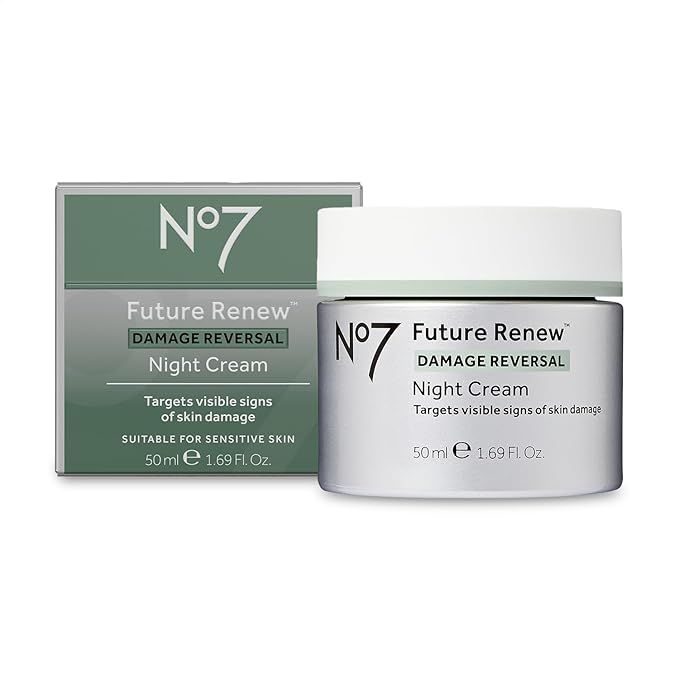 No7 Future Renew Damage Reversal Night Cream - Anti Aging Face Moisturizer - Infused with Peptide Technology to Reverse Visible Signs of Damage - Skin Barrier Repair for Dry Skin (1.69 Oz)
