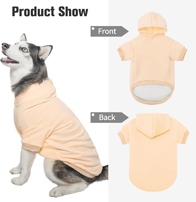 BINGPET Dog Hoodie for Small Dogs, Soft Pullover Pet Sweater | Warm Dog Sweatshirt Clothes, Winter Hooded Outfit for Girl Boy Dogs Puppy, Chihuahua Cold Weather Coats Wear, Beige S