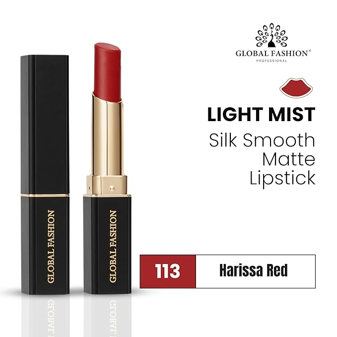 Global Fashion Silk Smooth Matte Lipstick – Long-Lasting, Luxurious Color, Rich Hydration, Lightweight Formula, Lightweight Matte Lip Color for Women, Available in Multiple Shades (113, 0.12 oz)