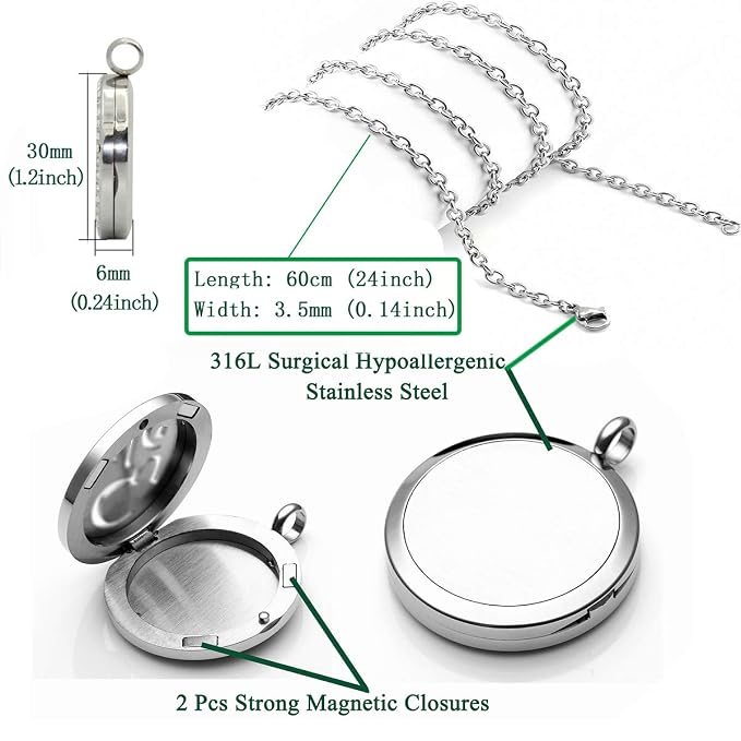 Essential Oil Diffuser Necklace, Aromatherapy Stainless Steel Turtle Chain Pendant Locket Jewelry for Men Women
