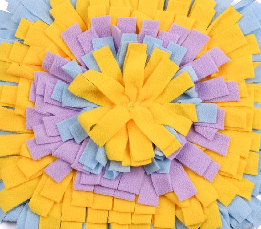 Vedem Small Animal Snuffle Mat Fleece Foraging Mats Interactive Feeding Toy Rabbit Guinea Pig Rat Hamster Anti Slip Treat Dispenser (Yellow)