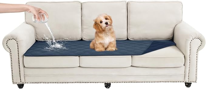 100% Waterproof Washable Dog Blanket, Berlin Blue+Navy Blue 30"x71" | ,7-Layer Reversible Couch Covers for Dogs Met for Sofa Furniture Car Camping