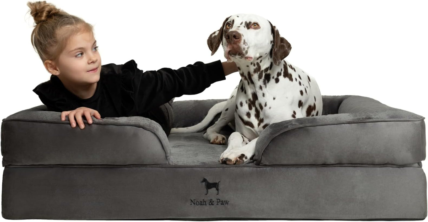 NOAH & PAW XL Dog Bed, 45x35x11 Inch, Orthopedic Large Dog Beds, Eggshell Memory Foam Infused with Cooling Gel, Inner Cover, Water Resistant, Machine Washable (Velvet Sofa Collection)