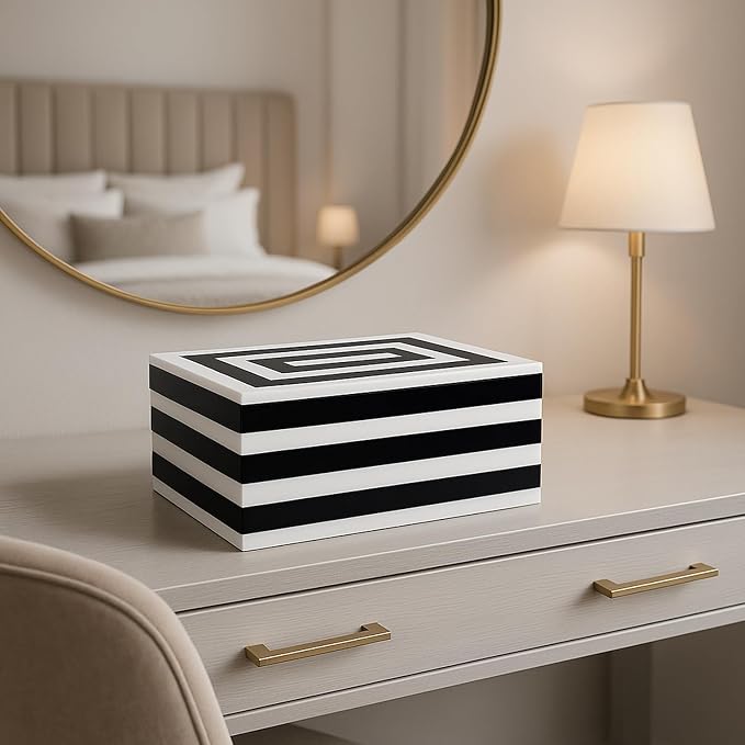 Handicrafts Home Decorative Keepsake Box 6x4.5 – Small Organizer Box with Lid, Boho Decorative Storage, Retro Memory Box, Unique Coffee Table Décor, Jewelry or Trinket Box, Modern Shelf Decorative Box