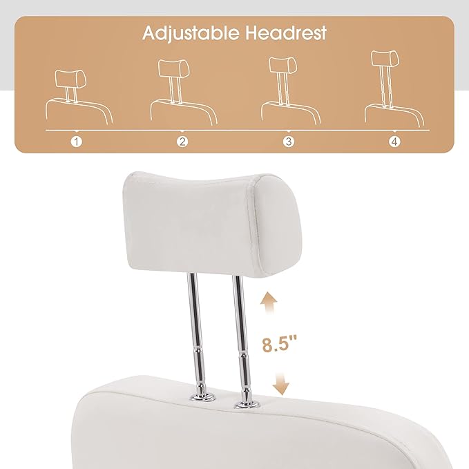 BarberPub Reclining Hydraulic Barber Chair Salon Beauty Spa Shampoo Equipment 2059 (White)