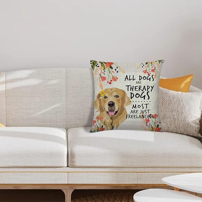 Littlefa Inspiring Gifts Cute Colour Golden Dog Throw Pillow Cover Golden Dog Cushion Cover Decorative Pillowcase Living Room Bedroom Decor for Girls Friends Daughter Niece Women - All Dogs