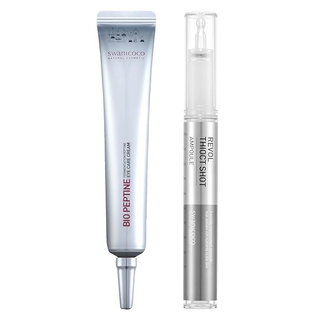 SWANICOCO Fermentation Peptine Eye Care Cream + Revol Thioct Shot Ampoule for Cinderella Face Lift, Aging Care, Wrinkle Care, Skin Elasticity, Hydration, Stocking Stuffer, Christmas Gift for Women