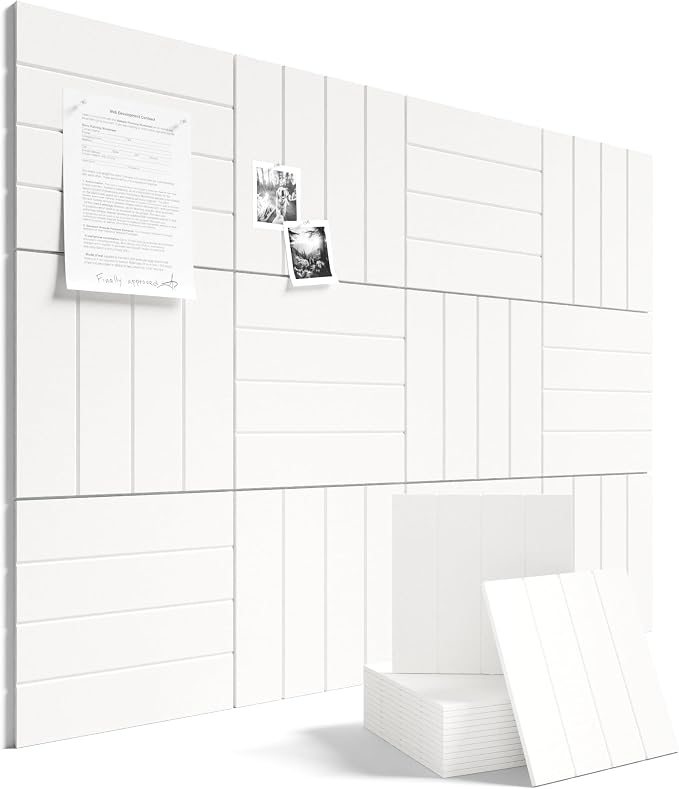 Fluxynara 48" x 36" Large Felt Bulletin Board, Milky White | 12 Pack Cork Board Alternative with 60 Safe Adhesive Tabs, Pin Boards for Wall Decor, Home, Office, Classroom,Dorm