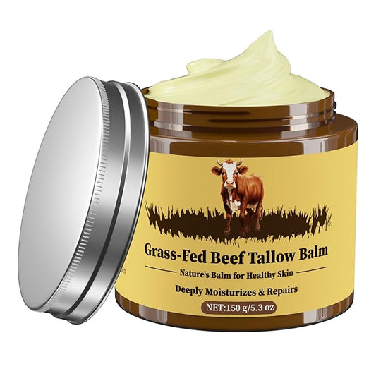 Oebitor Beef Tallow for Skin, Tallow and Honey Balm, Facial Moisturizer Cream, 100% Organic Grass Fed Whipped Beef Tallow Balm Deeply Moisturizing for Face & Body, Suitable For All Skin Types(5.3oz)