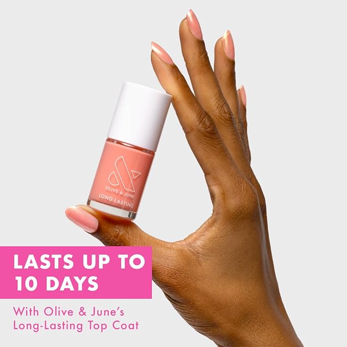 Olive & June Long Lasting Nail Polish | Spring Pastel Nails | Plump Gel-Like Finish No Lamp Needed | Lasts up to 10 days | Salon-Quality 15-Free Vegan & Cruelty-Free Chip-Resistant |Papaya Gloss Coral