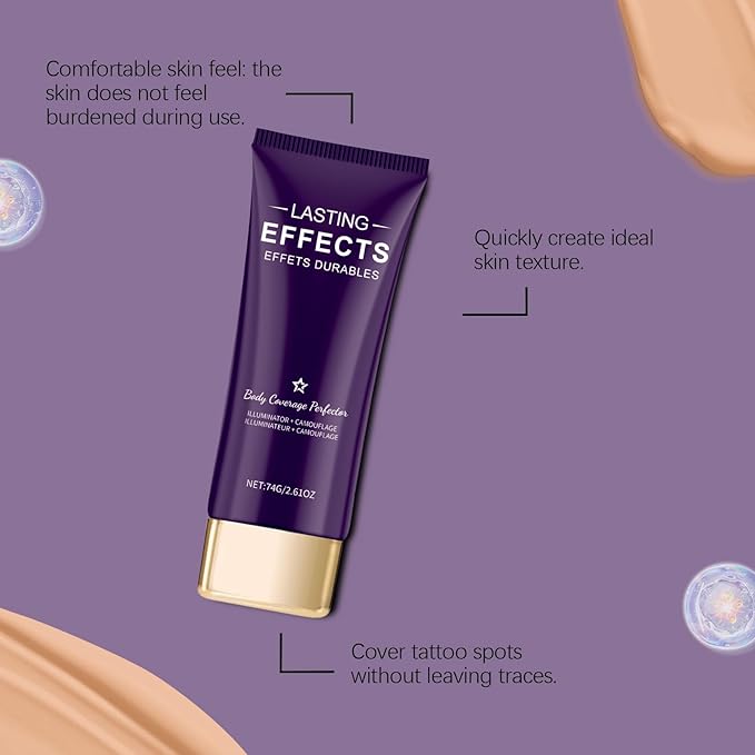 Body Coverage Perfector Waterproof No Transfer, Leg & Body Tattoo Makeup Cover Up, Body Blur Concealer Foundation, Long Lasting, Natural Color, 2.6 Oz