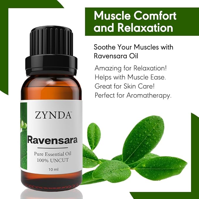Ravensara Essential Oil Organic & Pure – 100% Natural Aromatherapy Oils for Skin, Hair & Relaxation – Premium Ravensara Essential Oil for Diffuser, Massage & Wellness, Lab Tested – 10ml