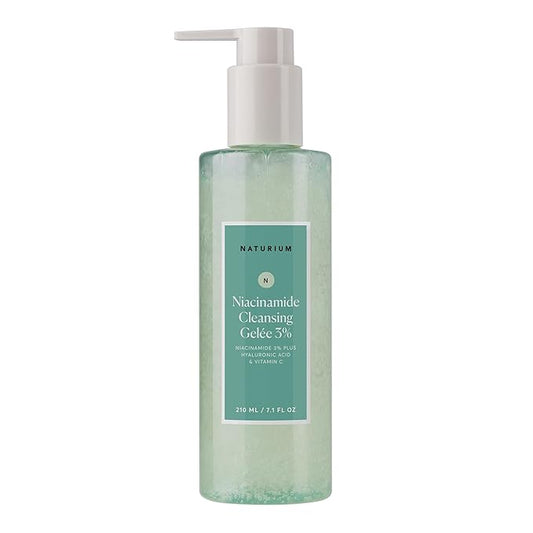 Naturium Niacinamide Cleansing Gelée 3% Plus Hyaluronic Acid & Vitamin C, Gentle & Smoothing Face Wash, 7.1 oz