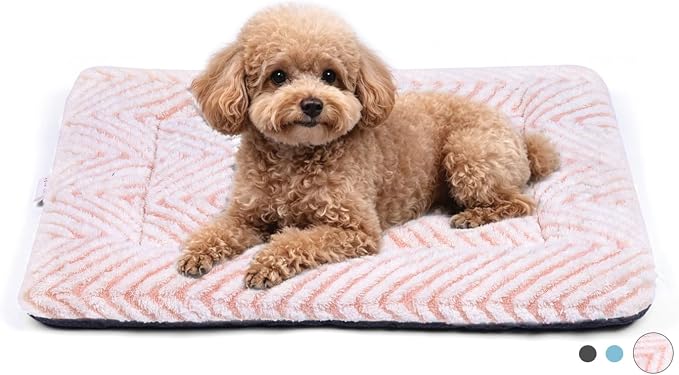 Mora Pets Dog Crate Pad Washable Cat Dog Bed for Crate Flat Pet Kennel Mat | Soft Dog Cat Bed Mat, Puppy Crate Pad for Dog Cages Cozy Sleeping Liner, Cute Pet Pillow Cushion Anti Slip Small Pink 24 x 18