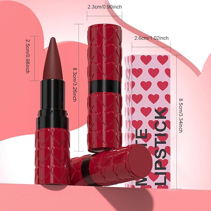 evpct Dark Red Gradient Matte Lipstick Lip Liner Combo Set for Older Women Long Lasting Waterproof, Red Dark Lips Stick Crayon Pencil Cream Lip Liner and Lipstick Combo Makeup, Flawless Ombre Effect