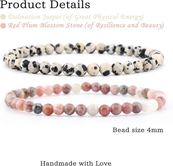 NCB 2.3-Piece 4mm Natural Crystal Gemstone Stretch Bracelets – Handmade Reiki Energy Healing Jewelry for Meditation,Yoga, Unisex