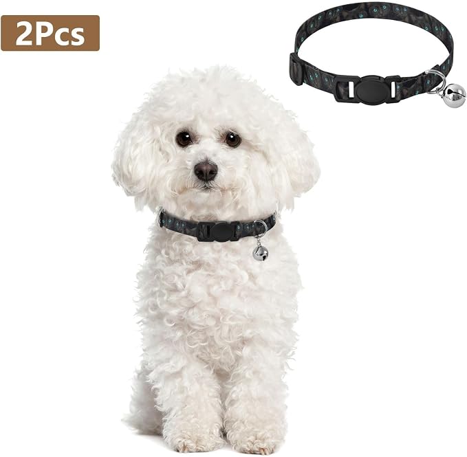 Black Cat Eyes Black Easy to Wear Kitten Collars 2 Pack Collar for Cats