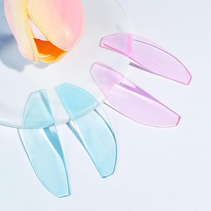 Libeauty 1mm Ultra Thin Flat Lash Lift Shields, Korean Lash Lift Pads for Step 1 Softening Only, Self Adhesive Glueless Silicone Lash Rods with Storage Case, Professional & DIY Supplies, Pink & Blue