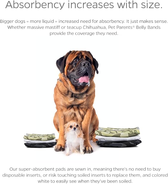 Pet Parents® Washable Belly Bands for Male Dogs (3pack) + Extendrs® of Durable Dog Diapers Male, Premium Male Dog Diapers & Dog Wraps (Large, Camo)