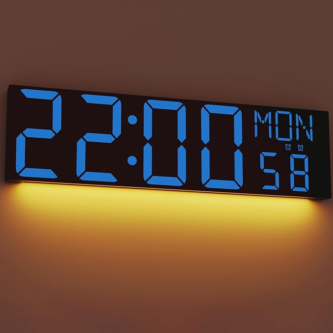 JALL 30" Extra Large Digital Wall Clock, Giant LED Wall Clock with Remote Control, Digital Clock with Jumbo Numbers for Living Room, Gym, Warehouse, Office, Home Decor, Plug-in, Blue