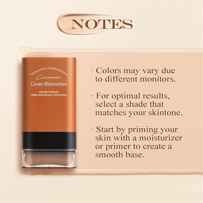 Flawless Hydrating Face Foundation Stick, Korean Lightweight Full-Coverage Cream-to-Matte Multi-Use Makeup for Dark Circles & Blemishes, Long-Wear Cream Stick with Brush, All Skin Types (02#Natural)
