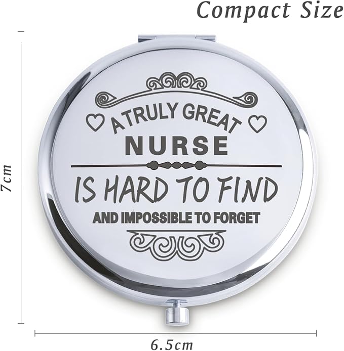 QUSTGO Nurse Appreciation Gifts for Women, Thank You Gifts for Nurse, Personalized Compact Mirror, Goodie Bag & Basket Stuffers for Valentines Day