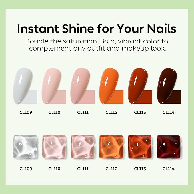 Luxbon 6 pcs Gel Nail Polish Set - Fall Color Set Long Lasting Autumn Gel Polish, uv led Soak Off Nail Art Designs Manicure Kit 019