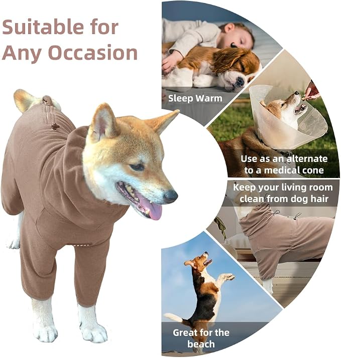 Dog Pajamas for Large Dogs,Extra Large Stretch, Suitable for Adult, Medium-Sized Dogs, Large Pet Jumpsuit Four-Legged Dog Clothes, Pet Clothing. (Coffee Color, 3XL)