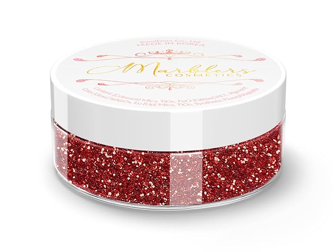 MARBLERS Twinkle Face & Body Glitter [Santa Red] 0.18oz (5g) | Fine | Non-Toxic | Vegan | Cruelty-Free | Festival, Rave & Party Makeup | Eye, Hair, Nail Polish, Eyeshadow | Nail Art | Gel Nail