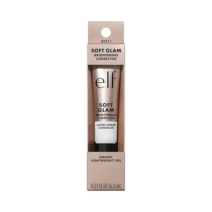 e.l.f. Soft Glam Brightening Corrector, Helps Minimize Dark Circles & Discoloration, Hydrating With A Natural Finish, Vegan & Cruelty-Free, White