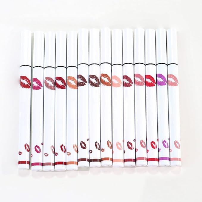 3Pcs Longwear Liquid Lip Liner Stain Pen Set Long Lasting Waterproof, Pink Ruby Red Warm Pink Matte Semi Permanent 24 Hour Lip Liner and Lipstick Combo, Color Stay Lipliner All Day Lip Stains peel off
