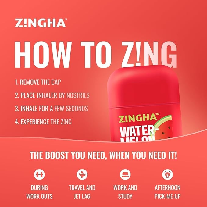 Z!NGHA Caffeinated Aromatherapy Nasal Inhaler Stick - Energy Nasal Stick with Peppermint & Eucalyptus Essential Oils - Natural Focus & Alertness Support, Sweet Surge