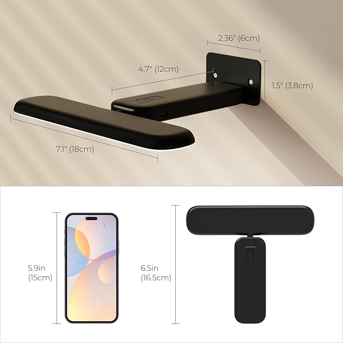 FULEN 2 Pack Picture Lights for Wall,Art Lights for Painting,Battery Operated Wall Sconce Rechargeable,LED Wall Light Cordless with Remote, Frame,Gallery,Dartboard Lights No-Drill,Black