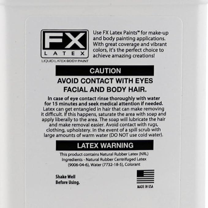Liquid Latex - Face and Body Paint, Ammonia Free, Easy On and Off, Cosplay Makeup, Create Professional Monster, Zombie Arts 16 Oz (Black)