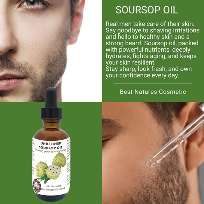 Best Nature's Cosmetics Organic Soursop Oil (Anona Muricata, Graviola, Guanabana) – Unrefined Soursop Oil, 100% Pure, Organic, Cold-Pressed – 2oz (60ml)
