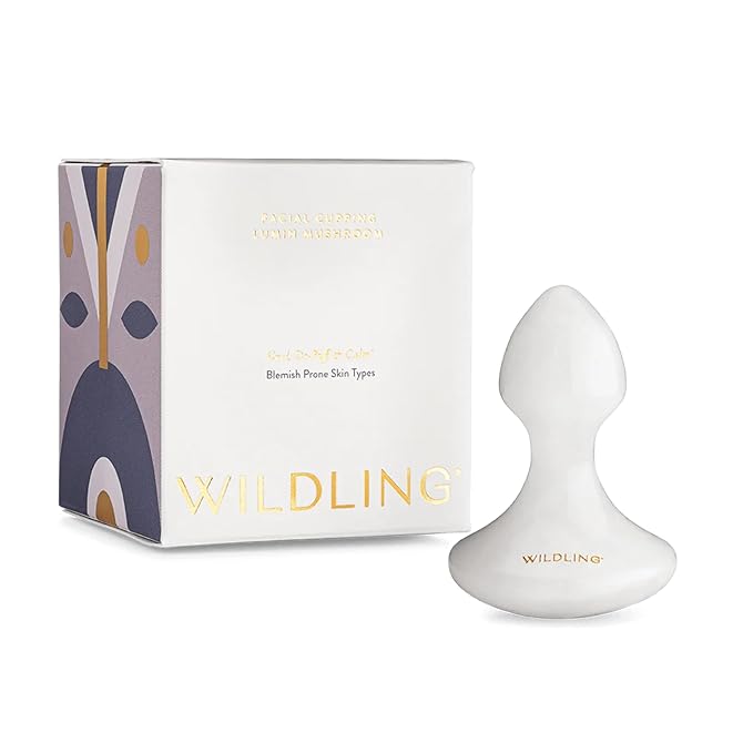 WILDLING Lumin Mushroom | Facial Massage Stone | Made with White Jade | Designed to Cool + De-puff + Calm the Skin | Perfect with Lumin Oil