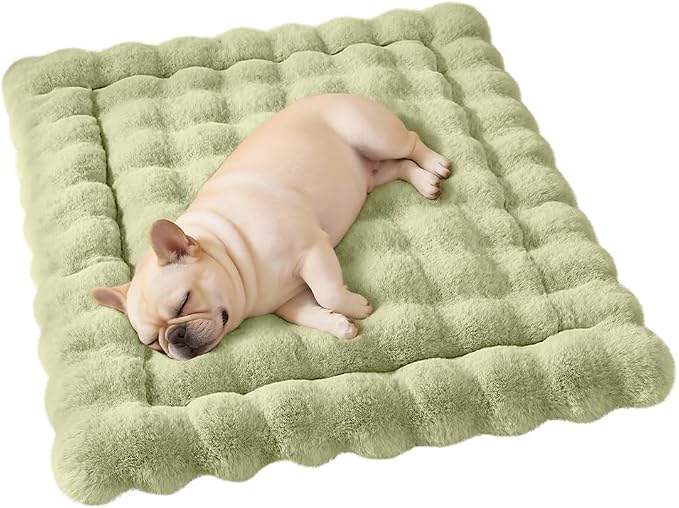 SOMAHE Plush Pet Bed Mat, Machine Washable, Medium 27x20 Fruit Green | Machine Washable + Non-Slip Paw Bottom: plush pet mat stays fluffy and steadier for large cats and small dogs.