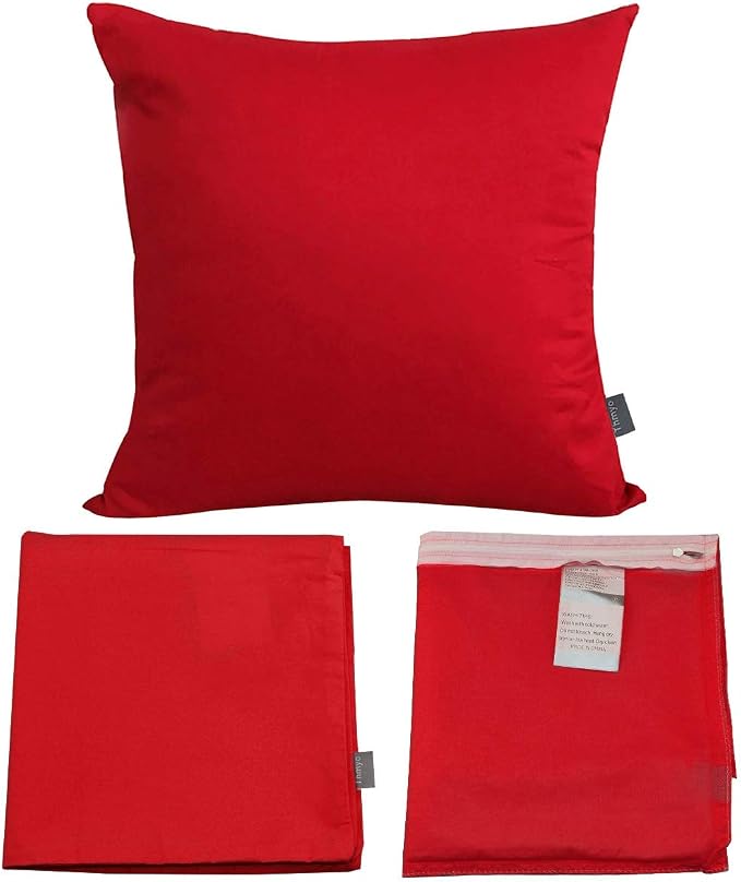Thmyo 4-Pack 100% Cotton Comfortable Solid Decorative Throw Pillow Case Square Cushion Cover Pillowcase Sublimation Blank Pillow Covers DIY Throw Pillowcase for Couch Sofa Bed(22x22inch/ 55x55cm,Red)