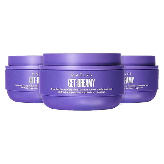 MAËLYS GET-DREAMY Overnight Toning Whip - Cellulite Cream & Skin Tightening Support with Milk Thistle + Uva-Ursi - Moisturizing Body Cream in a Whipped Texture (3 Pack)